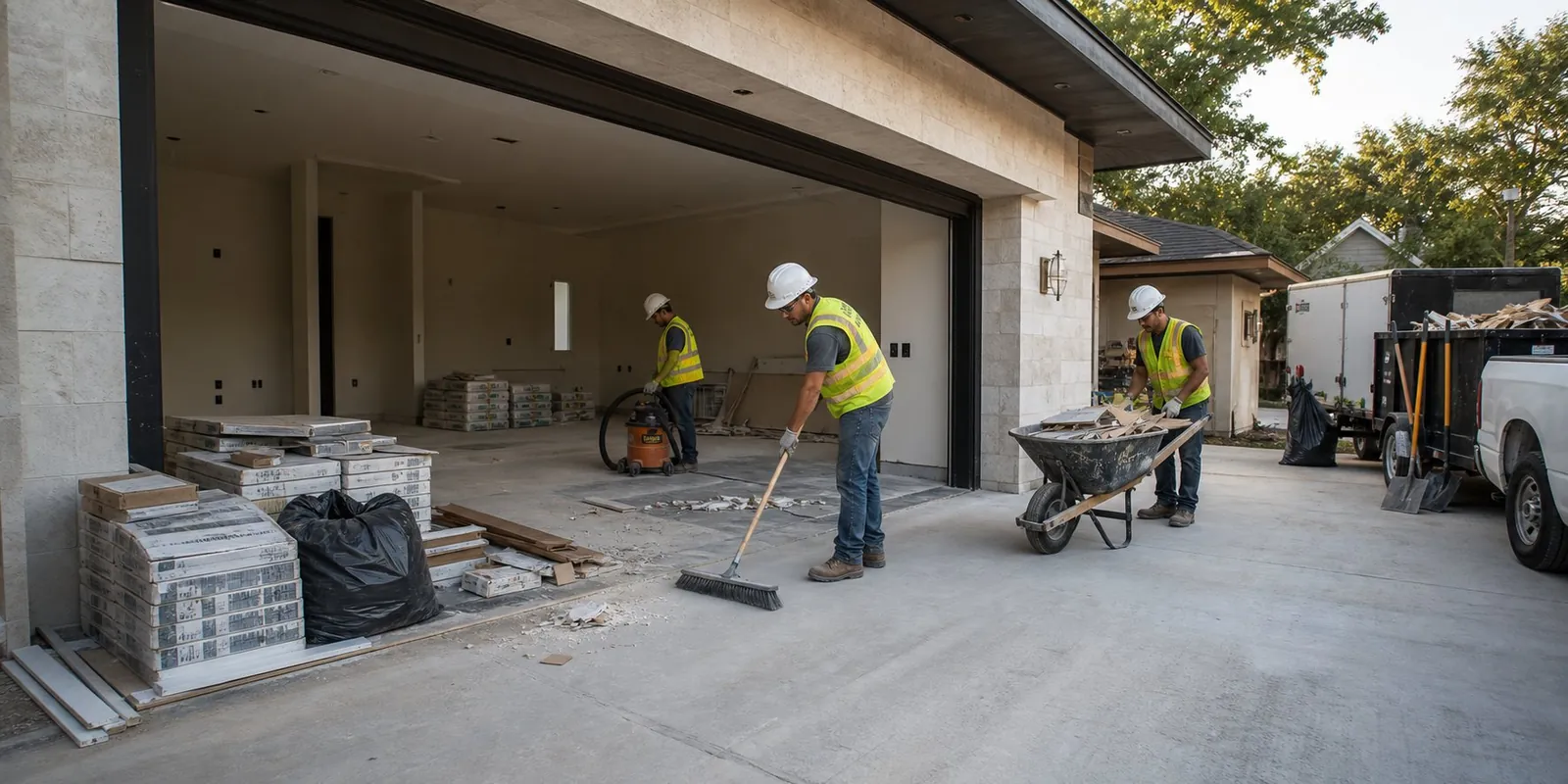 Detailing a luxury home garage during turnover